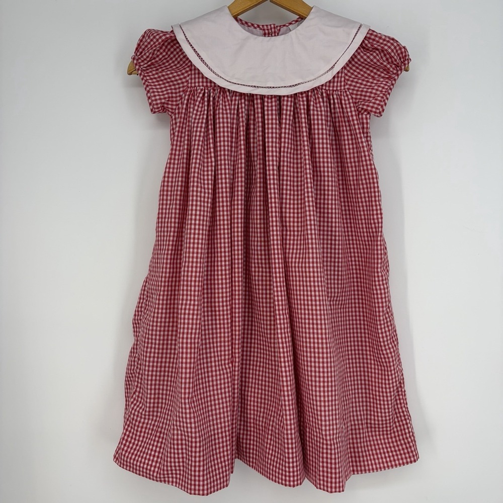 The Proper Peony Red Gingham Dress 6 Rosebud Buttons Preppy Classic Holiday Girl